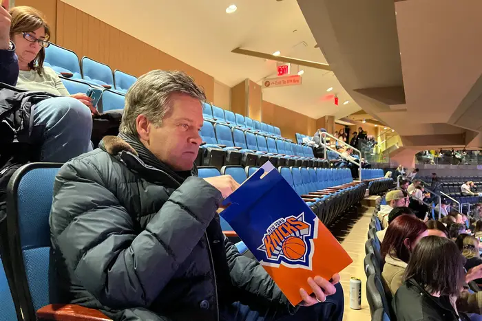 Brad Hoylman-Sigal at a Knicks game.